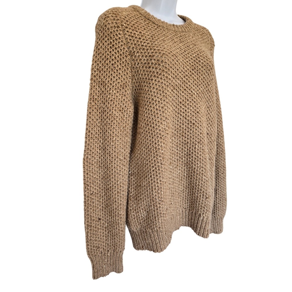 Club Monaco Italian Yarn Camel Merino Wool Blend Sweater S Skandi Fisherman Chic - Picture 4 of 10